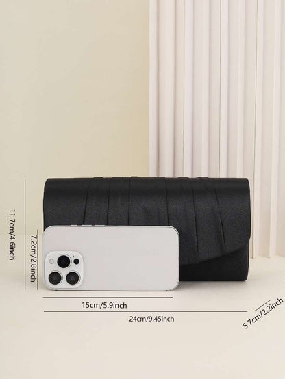 Ladies Dinner Bag Pleated Solid Color Clutch Party Dinner Wedding Light Luxury Envelope Evening Bag for Prom, Dinner/Banquet