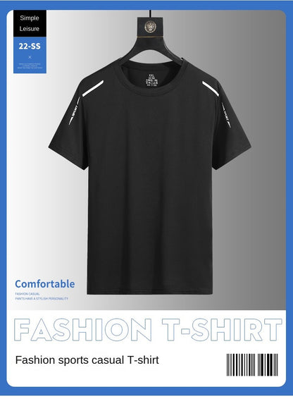 Running T-shirt Reflective Short Sleeve Ice Silk Quick Drying Summer Thin Breathable Fitness Tees Shirt Sportswear Sportsshirt