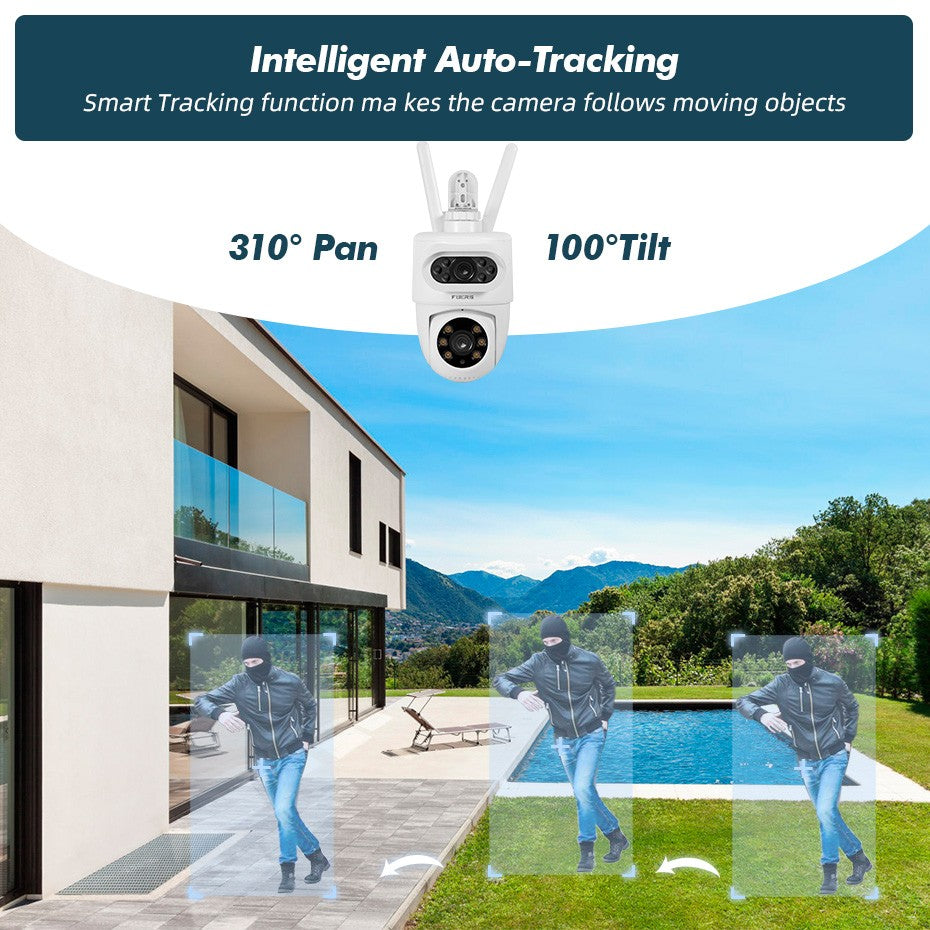FUERS 5K 10MP Dual Lens IP Camera Tuya Smart Home Security Auto Tracking Wireless Alarm WIFI CCTV Surveillance Outdoor Camera