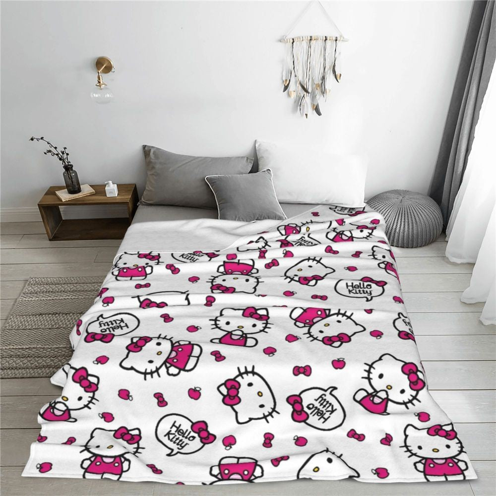 Christmas Hello Kitty Blankets Quality Warm Throw Blanket Winter Travel Office Couch Bed Graphic Bedspread