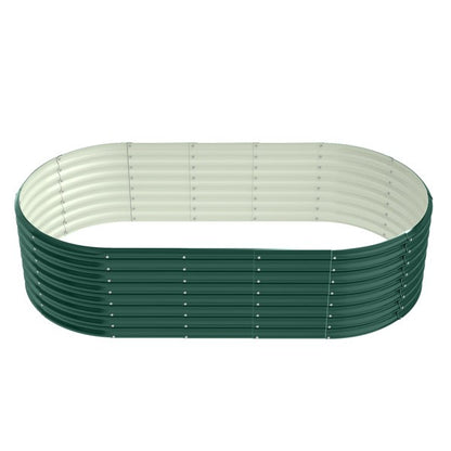 8x4x2ft Oval Galvanized Metal Raised Garden Bed Planter for Veggies, Fruits & Flowers, Green Outdoor Gardening Box