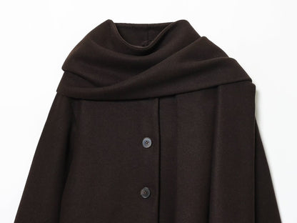 TFMLN Winter New Ladies Solid Jackets Elegant Long Sleeve Pockets Coat Fashion Scarf Collar Warm Short Jacket Streetwear