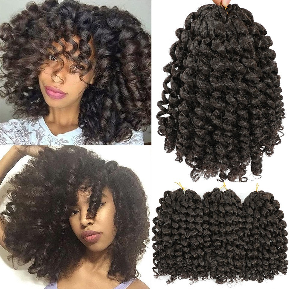 1-4 Pacotes 2X Ringlet Wand Curl Jamaican Bounce 8 polegadas Sintético Wand Curl Twist Braids Hair Crochet Cabelo Cacheado Extensões 20 Raízes