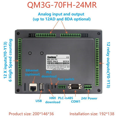 IHM CLP Integrado Tudo-em-Um Coolmay Série QM3G Suporta Personalização Analógica e Ethernet Modelos Disponíveis de 4.3''/5''/7''/10''