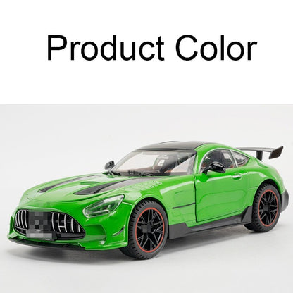 Miniatura de Carro Benz AMG GT-R Escala 1:18, Modelo de Brinquedo em Liga Fundida, Supercarros com Portas que Abrem, Luz e Som, Veículo com Fricção para Meninos, Presentes de Aniversário