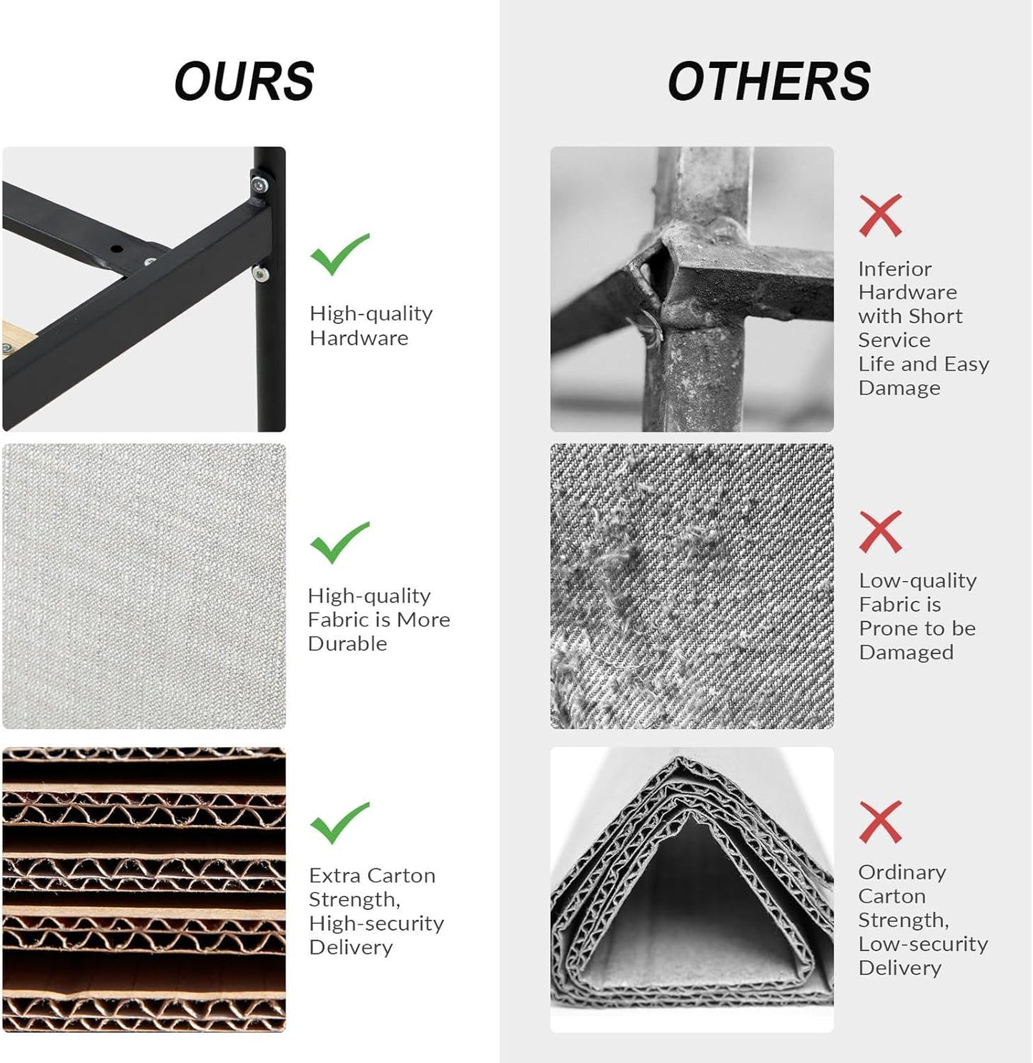 Estrutura de Cama Queen EcoHarbor com Cabeceira, Plataforma de Cama de Metal Estilo Fazenda Estofada em Linho com Estrado de Madeira Reforçado