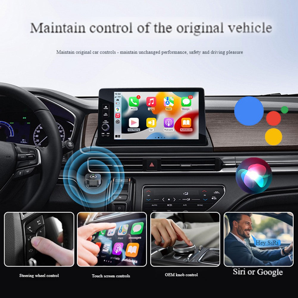 Adaptador Sem Fio CarPlay e Android Auto 2 em 1 Dongle USB Inteligente Wi-Fi BT Conexão Automática Caixa AI Plug and Play para Carros com CarPlay de Fábrica com Fio