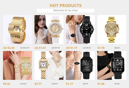 Ladies Watch Luxury Gold Square Simple Luxury Quartz Watch Fashion Stainless Steel Women's Business Clock Dress Gift Watches