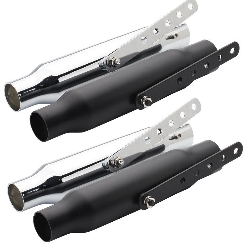 2PCS Universal Retro Motorcycle Exhaust Muffler Pipe 38/40/43/45mm For Harley Triumph CG125 Pit Bike Black Chrome