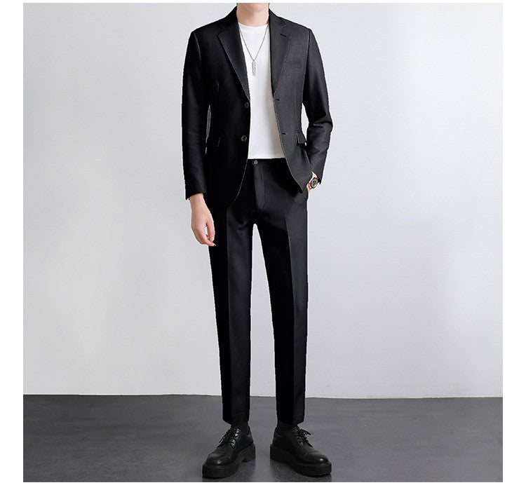 Autumn Men's Clothing Light Luxury Business Leisure Suit Jacket Set Streetwear Elegant Korean Popular Clothes Slim Pants Suit