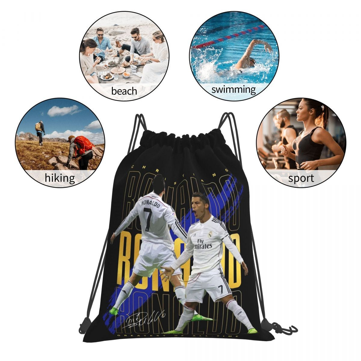 Cristiano Ronaldo Suuiii! Mochilas Casuais com Cordão Bolsa Esportiva Bolsas de Livros Para Viagem Estudantes