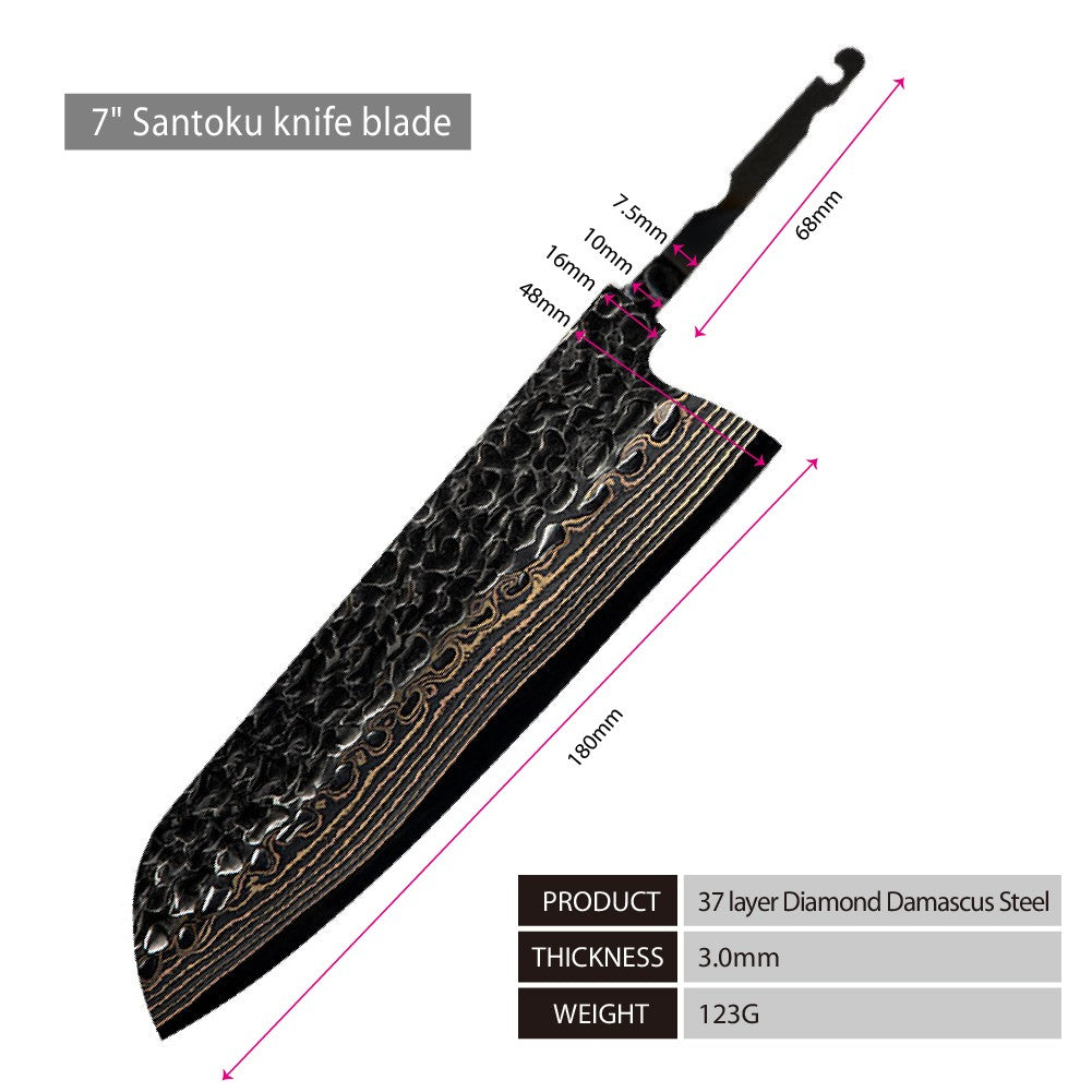 Conjunto de facas de cozinha de chef, santoku, nakiri e utilitária, com lâmina de aço Damasco de Cobre de 37 camadas e núcleo 10Cr15CoMoV, produto de venda quente
