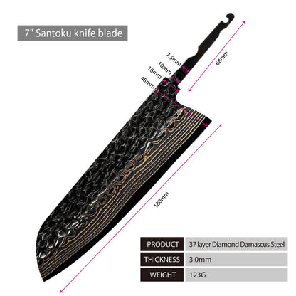 Conjunto de facas de cozinha de chef, santoku, nakiri e utilitária, com lâmina de aço Damasco de Cobre de 37 camadas e núcleo 10Cr15CoMoV, produto de venda quente