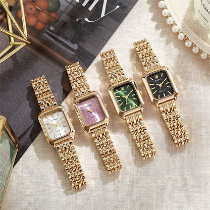 Ladies Watch Luxury Gold Square Simple Luxury Quartz Watch Fashion Stainless Steel Women's Business Clock Dress Gift Watches