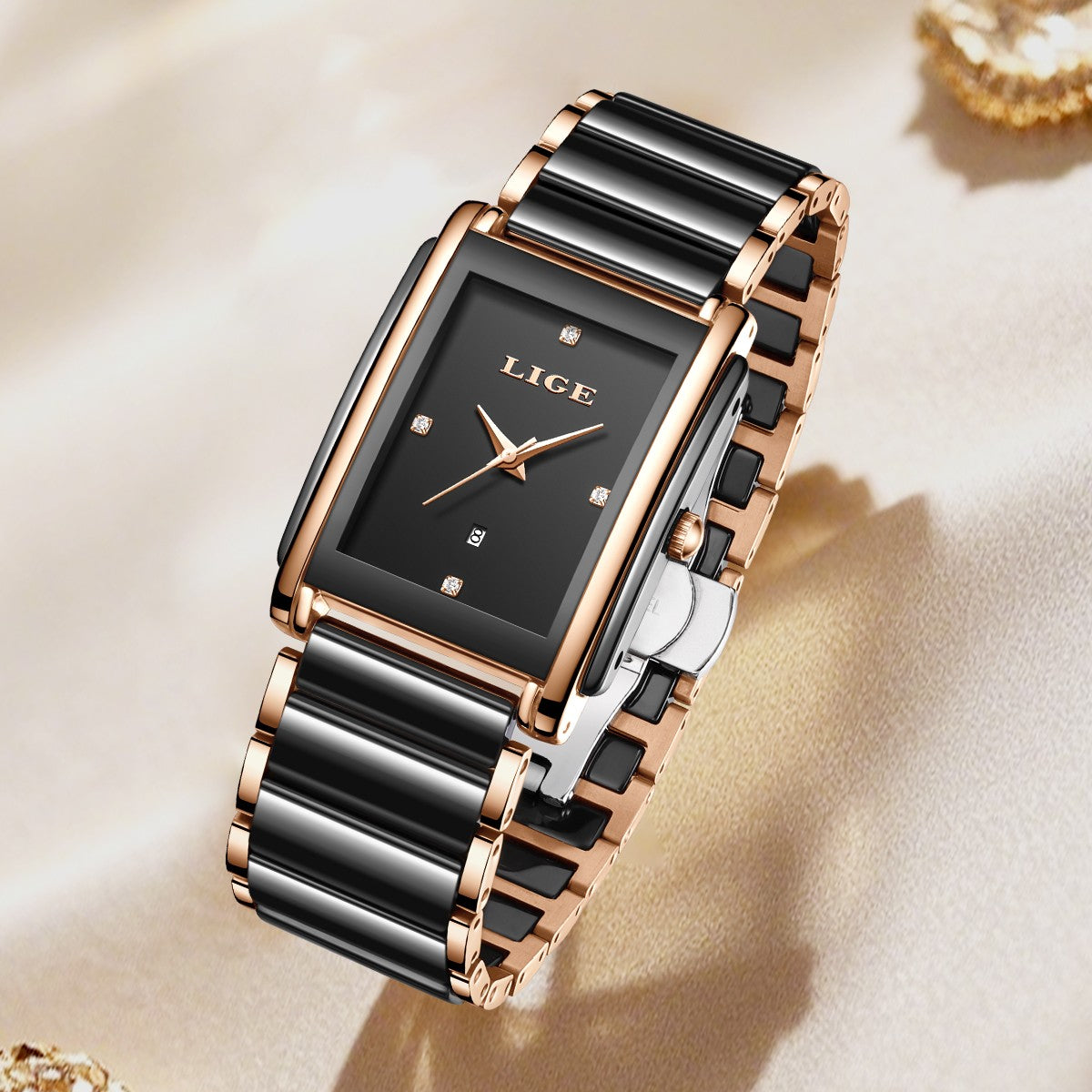 LIGE Fashion Elegant Watch for Women Japanese Movement Ceramics Strap Luxury Ladies Bracelet Quartz Watches Gifts Reloj Mujer