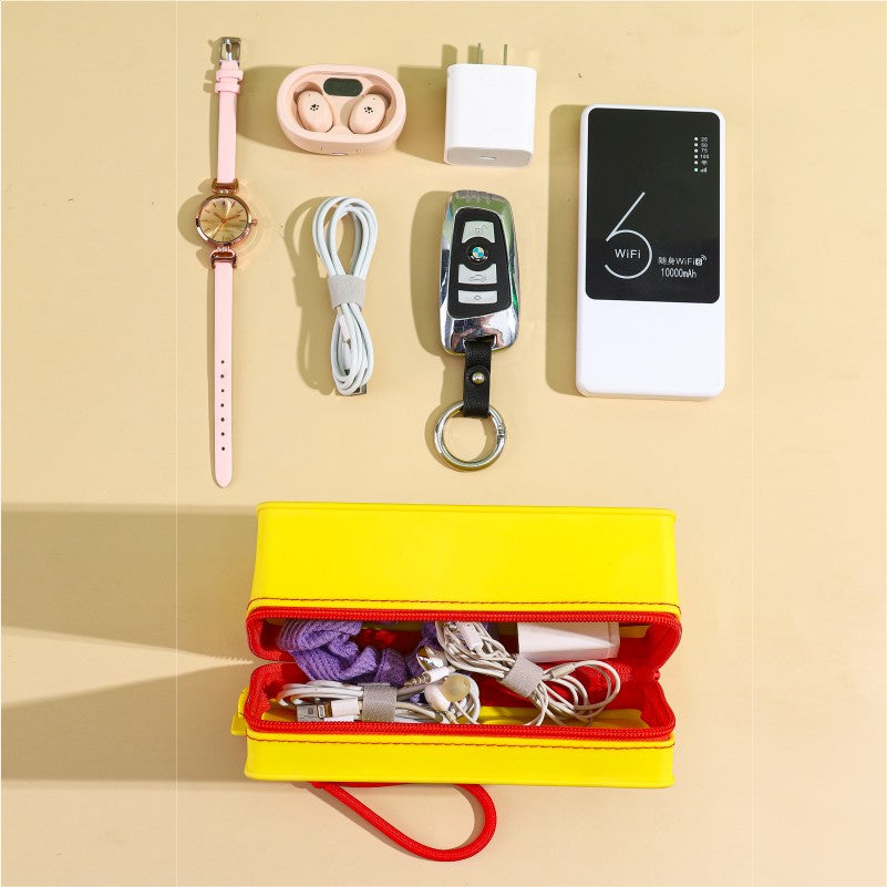 Creative Building Block Shaped Handbag Pen Storage Bag with Rope Portable Stationery Organizer Pencil Case Sundries Organizer