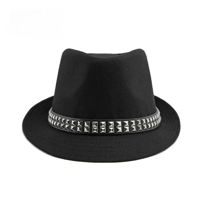 British Retro Jazz Hat Men's Autumn New Black Gentleman Hat Hip-hop Rivet Top Hat Women's Performance Hats