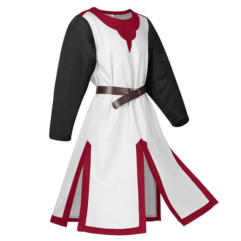 2025 Euro-Usa Fashion Halloween Steampunk Vintage Costume for Men & Women,Unisex Medieval Split Patchwork Robe Jacket with Belt