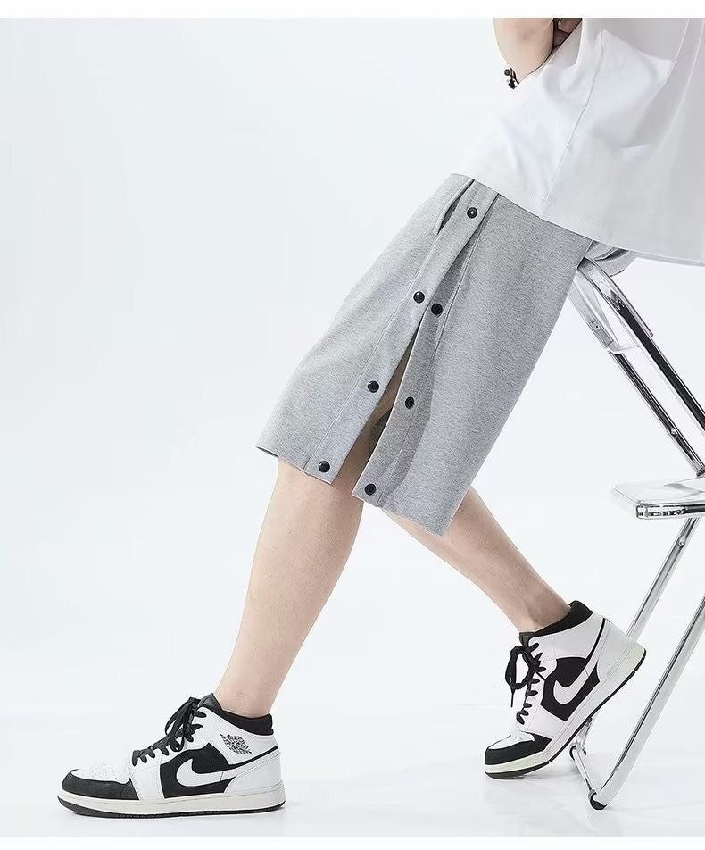 Shorts totalmente abertos para homens no verão em estilo coreano, use calças soltas casuais esportivas de 5 pontos para casais