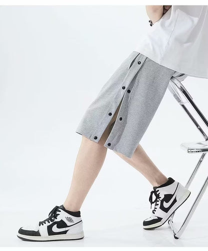 Shorts totalmente abertos para homens no verão em estilo coreano, use calças soltas casuais esportivas de 5 pontos para casais