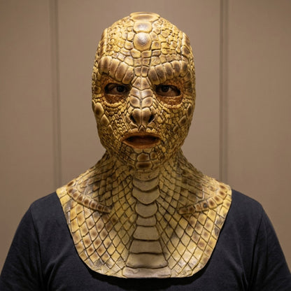 Lizard Man Realistic Snake Monster Mask Soft Reptile Texture Full Face Mask Latex Scary Snake Skin Headgear Adult Unisex