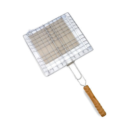 Stainless Steel Barbecue Rack Foldable Portable Long Handle Barbecue Basket Large Capacity Grilling Net Barbecue Tools