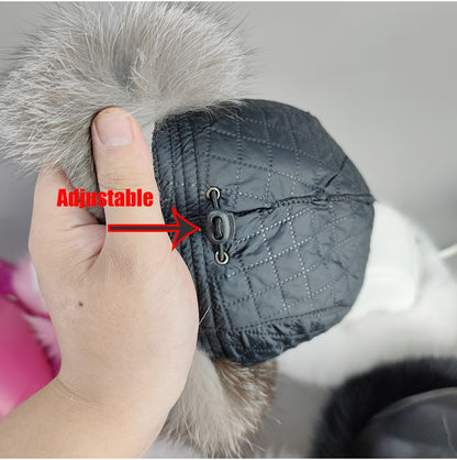 Nova Touca de Luxo de Inverno 100% Pelo de Raposa Natural Toucas de Pelo de Raposa Real de Qualidade para Mulheres Toucas de Pelo de Raposa Genuíno para Meninas