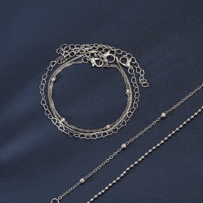 Novo Conjunto 5 Peças/Set Cor Dourada Elegante Amor Bangle Pulseiras Multicamadas Retrô para Mulheres Moda Feminina 2024 Joia Tendência Presente