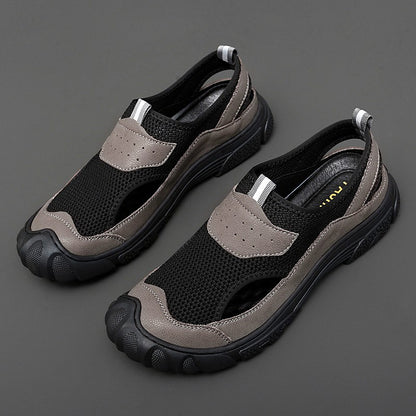 Outdoor Trendy Sandals Summer Mesh Hollow Casual Outerwear Shoes Men's Breathable Sports Shoes Beach Sandals New