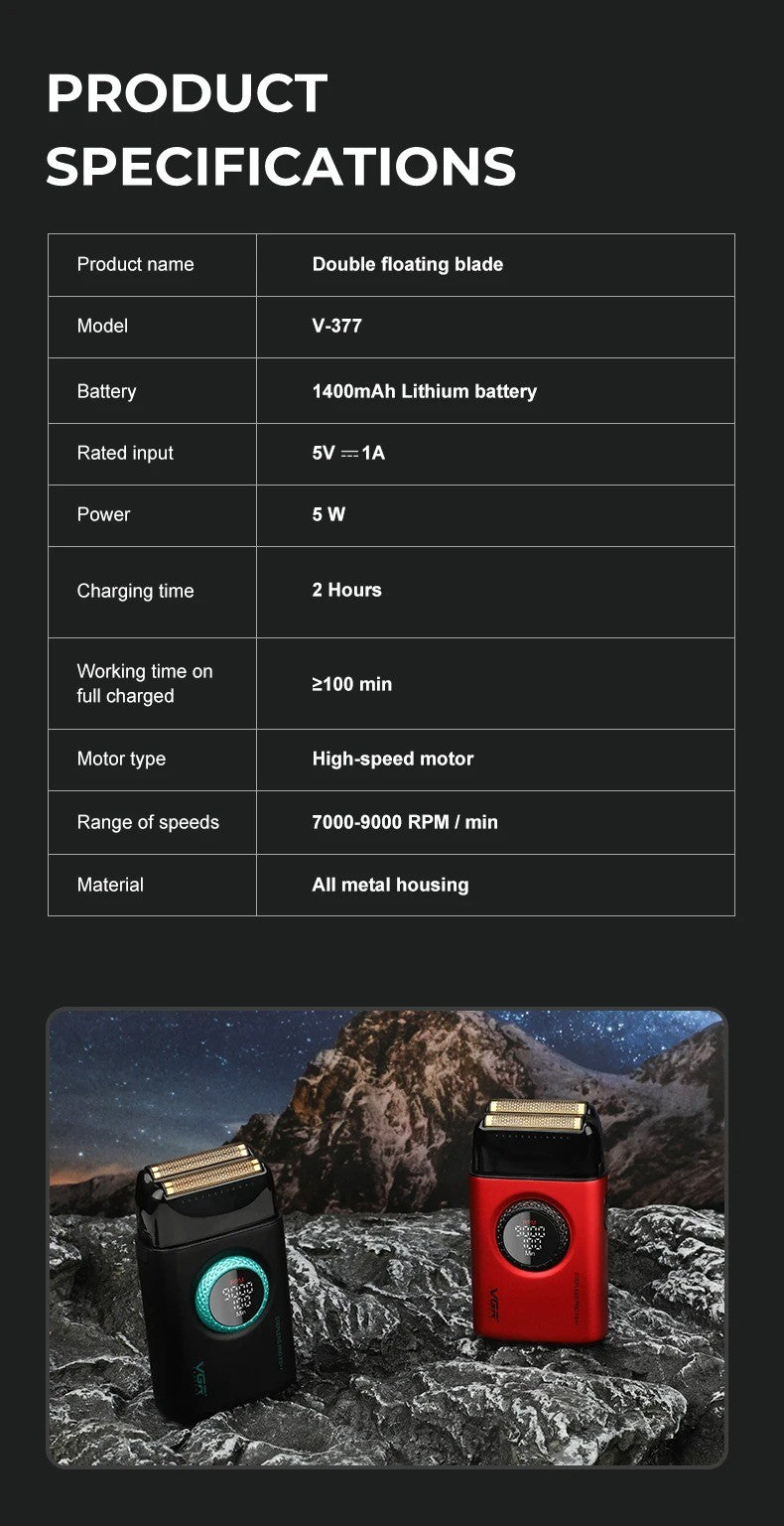 VGR Hair Trimmers Professional Hair Clippers Electric Hair Clippers 0MM Trimmer Reciprocating Mens Beard Trimmers V-977 V-377