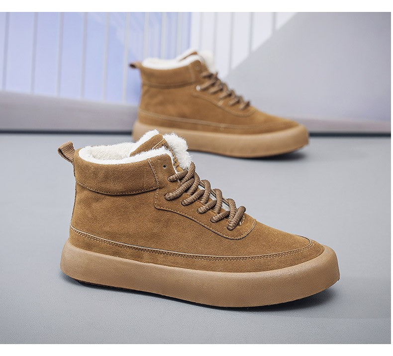 The 2025 new winter high-top plush thick men's snow boots are fashionable, casual and warm men's cotton shoes and boots