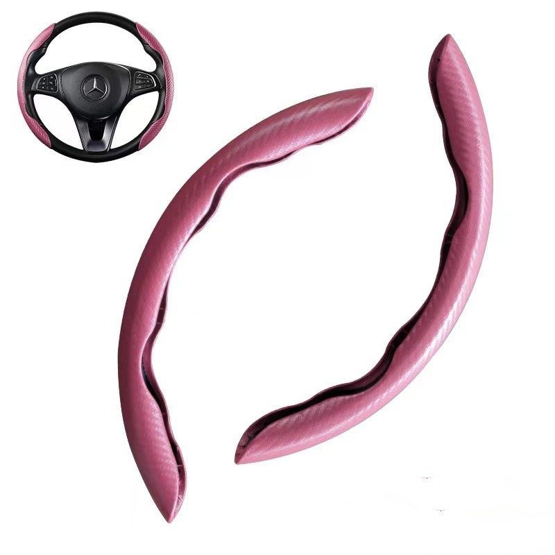 Capa Universal Antiderrapante de Fibra de Carbono para Volante de Carro, Capa Auxiliar para Volante de Carro, Acessórios Antiderrapantes