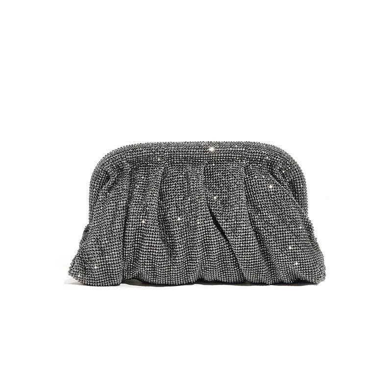 XIYUAN Shinny Ruched Rhinestone Clucth Purse Women Luxury Designer Evening Bags Fashion Party Dinner Handbag Bridal Makeup Bag