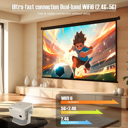 Projetor Magcubic 650ANSI L018 4K Nativo 1080P Foco Automático e Correção de Keystone Android11 BT5.2 WIFI6 Cinema Doméstico Portátil 360°