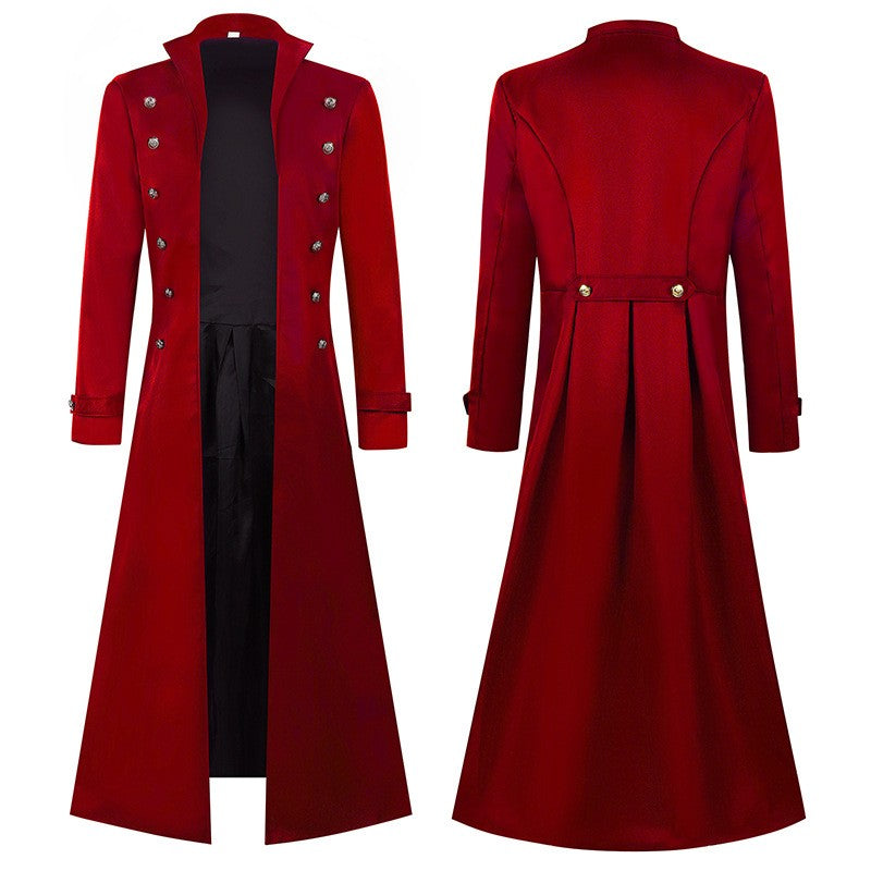 Medieval Men's Pirate Costume Steampunk Vintage Trench Coat Gothic Tuxedo Jacket Victorian Carnival Party Cosplay Jacket Coat