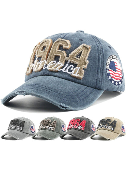 1 unisex all season fashionable Washed retro retro letter 1964America baseball cap