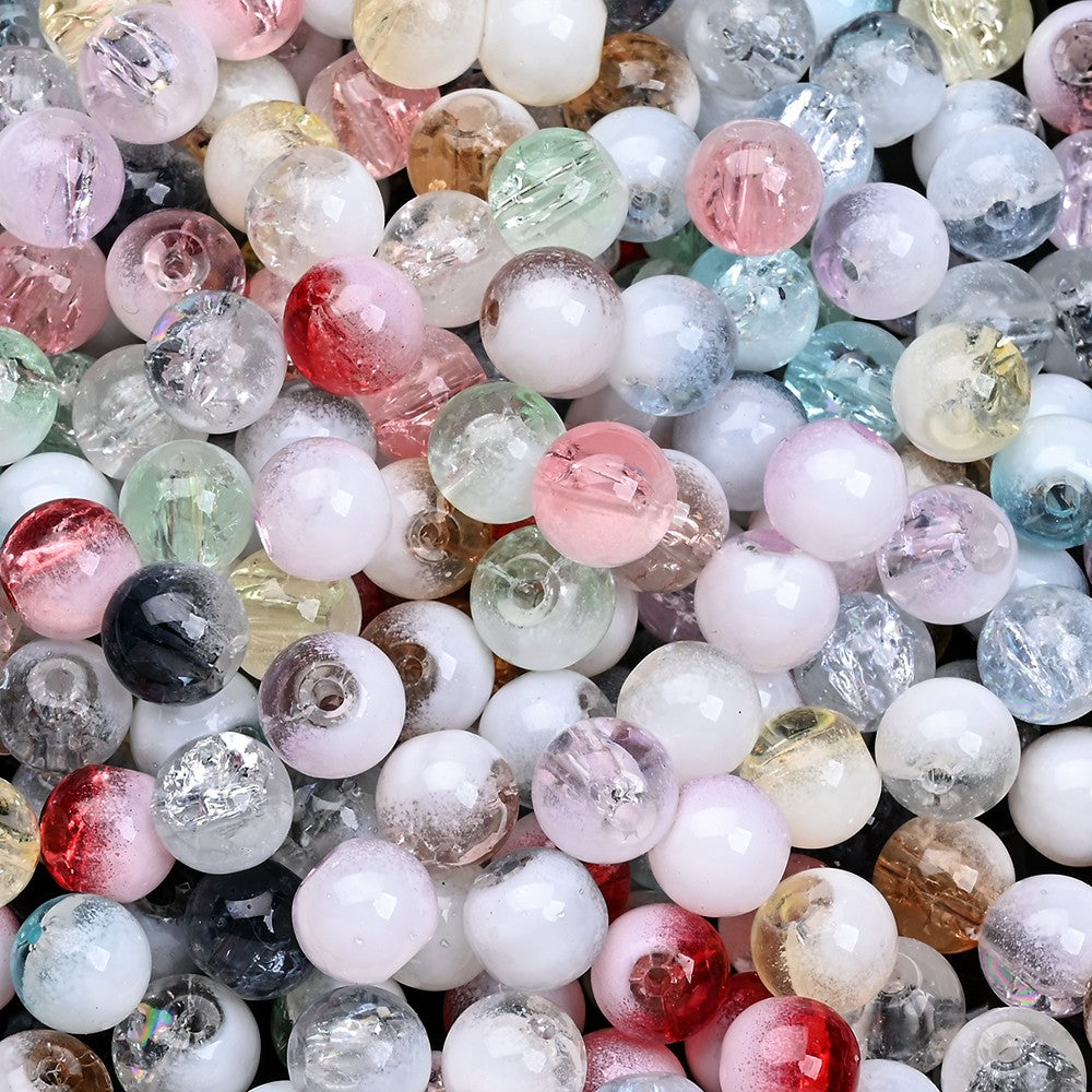 100pcs 8mm Christmas Crystal Glass Crack Beads Red and Green Gradient Spacer Beads for DIY Bracelet Necklace Jewelry Making