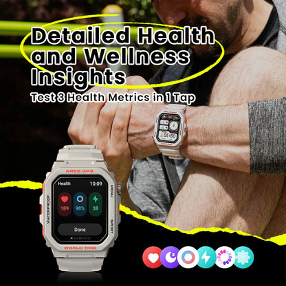New Zeblaze Ares GPS Smart Watch Built-in Alexa & GPS Make/Answer Phone Calls Smartwatch Heart Rate Spo2 Fitness Tracking Watch