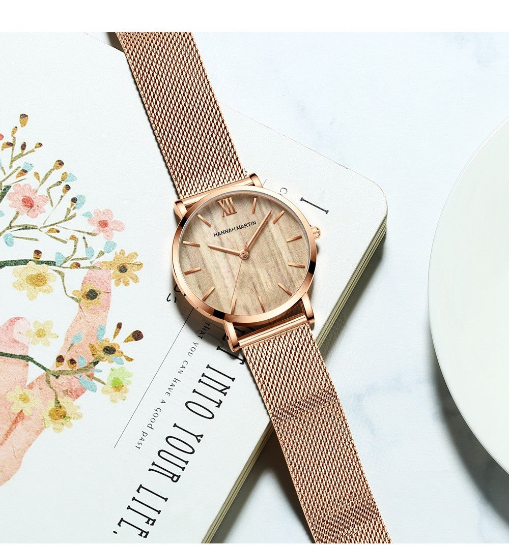 HANNAH MARTIN Brand Quality Stainless Steel Japan Quartz Movement Waterproof Women 36mm Full Rose Gold Ladies Dropshipping Watch