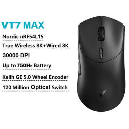 Mouse Gamer Sem Fio Rapoo VT7 MAX /VT7 Taxa de Sondagem Sem Fio Verdadeira de 8K 53g Leve Até 750h de Duração da Bateria