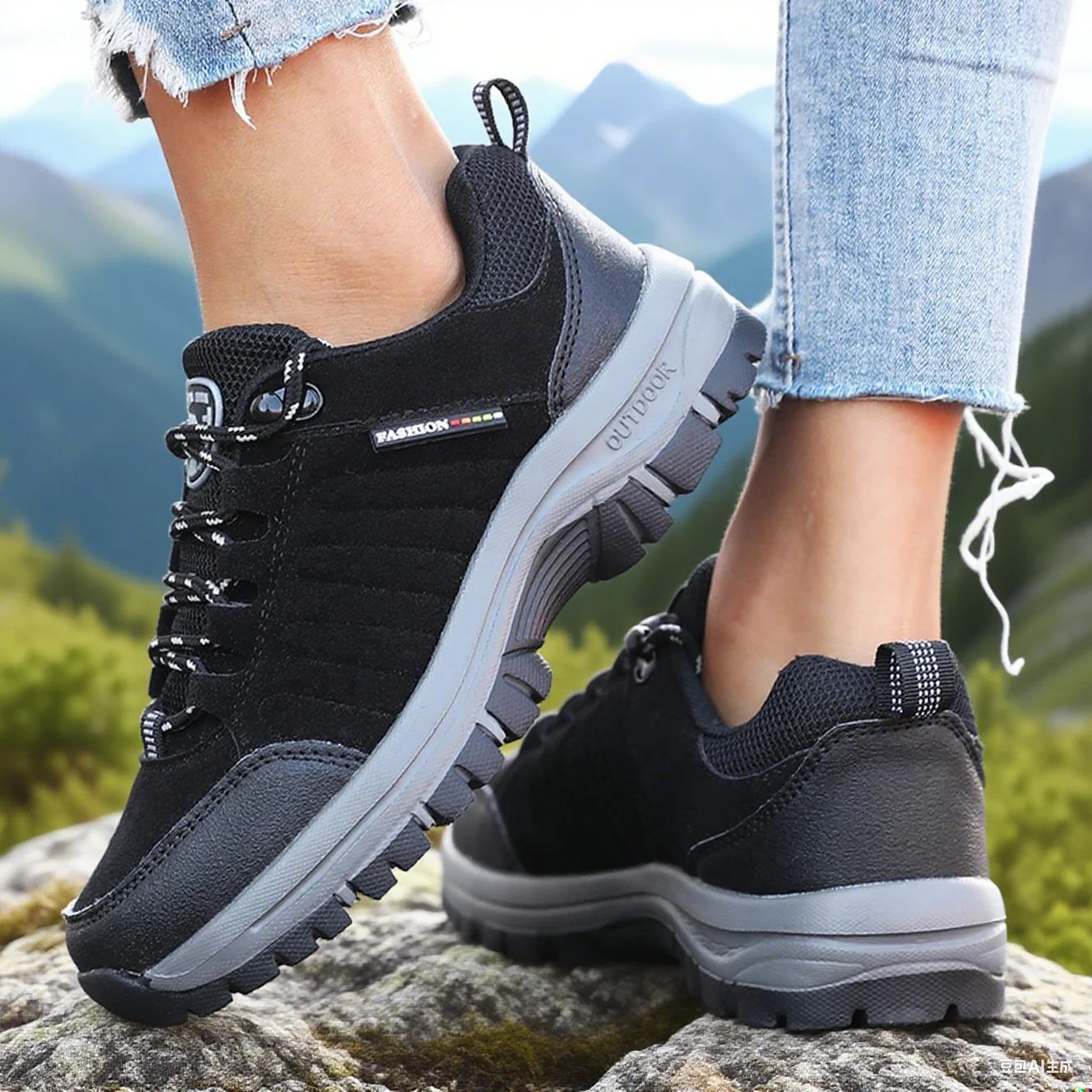 Women's Anti Slip Hiking Shoe Retro Wedge-shaped Platform Outdoor Sneakers Comfortable Breathable Camping Hiking Shoes for Women