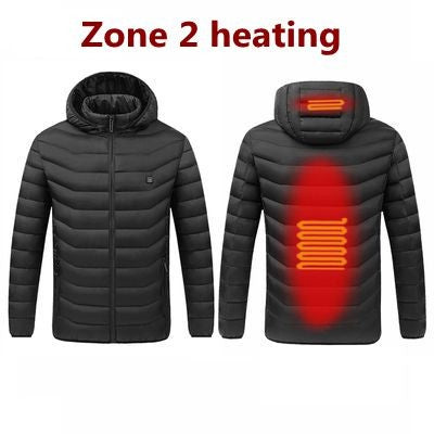 Men's parka Winter Warm USB Heating Jackets Smart Thermostat Pure Color Hooded Heated Clothing male bobojaco Warm padded jacket