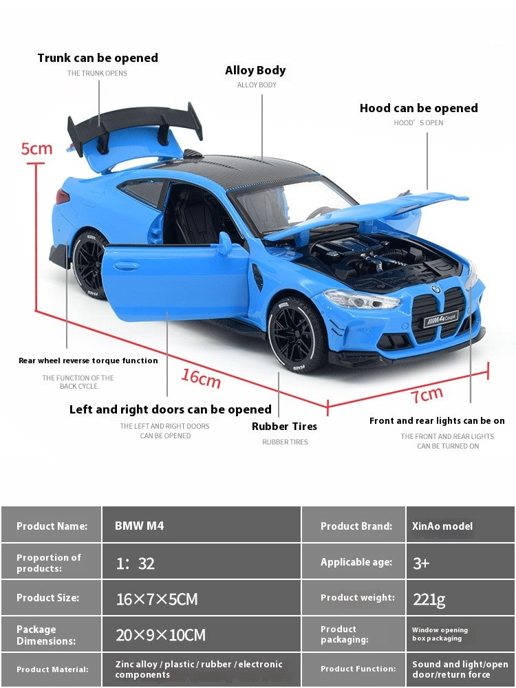1/32 BMW M4 Coupé Carro Esportivo Liga Diecast Modelo Coleção Miniatura Enfeites de Mesa Miniauto Mini GT Presente de Feriado Menino