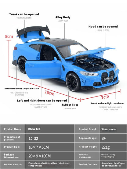 1/32 BMW M4 Coupé Carro Esportivo Liga Diecast Modelo Coleção Miniatura Enfeites de Mesa Miniauto Mini GT Presente de Feriado Menino