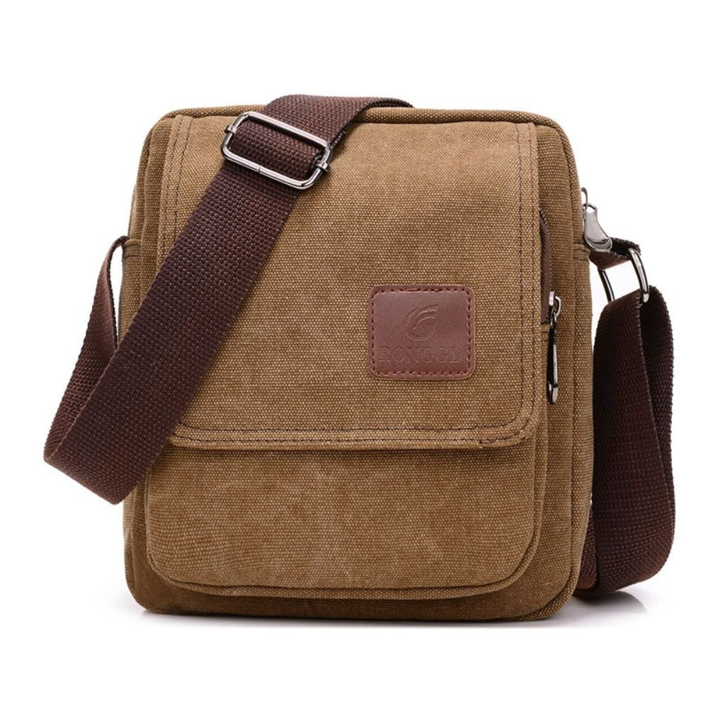Vintage Canvas Men Crossbody Bag Anti-theft Large Capacity Outdoor Small Bag Wear-resistant Business Cashier Wallet Shoulder Bag