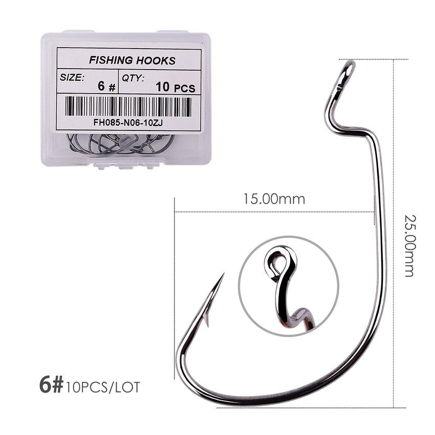 10 pçs/caixa Anzol Offset 8# - 5/0# anzol crank para isca soft worm anzol crankbait pesca acessórios pesca anzóis