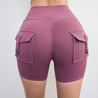 New Workout Fitness Training High Waist Scrunch Butt Seamless Sports Yoga Biker Shorts With Pocket For Women