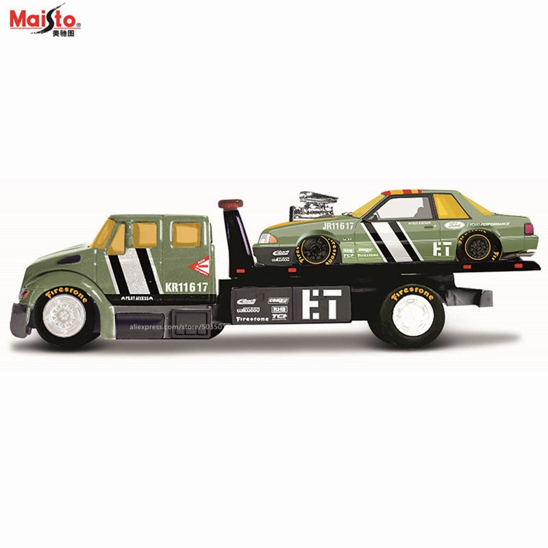 Maisto 1:64 FLATBED/1988 BMW M3 E30 1965 FORD MUSTANG elite transport Modelo de carro fundido coleção presente brinquedo