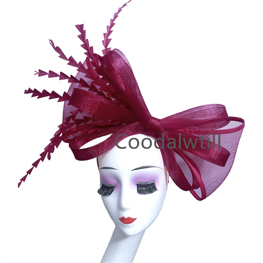 White Church Fascinator Women Wedding HAT Bow Feathers Headwear Elegant Bride Marriage Pillbox Cap Party Headpiece For Ladies