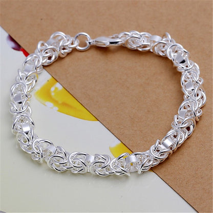 Pulseira Requintada em Prata Esterlina 925 com Corrente Sólida, Amuleto da Moda, Feminino e Masculino, Joias para Casamento, Modelos Lindos e Simples